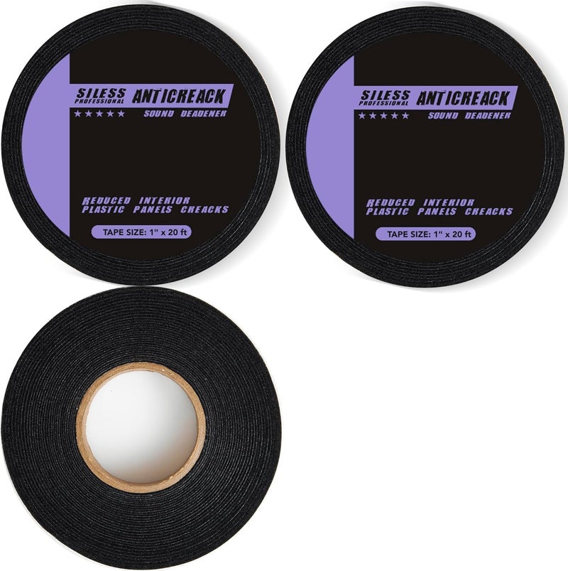 Siless Anticreak Tape 3 Pack 1 inch x 20 ft Anti-Rattle, Anti-Squeak, Anti Creak for Cars, RVs, Boats | Perfect for Dash, Doors, Seatbelts, Interior Trim, Wiring - Image 1